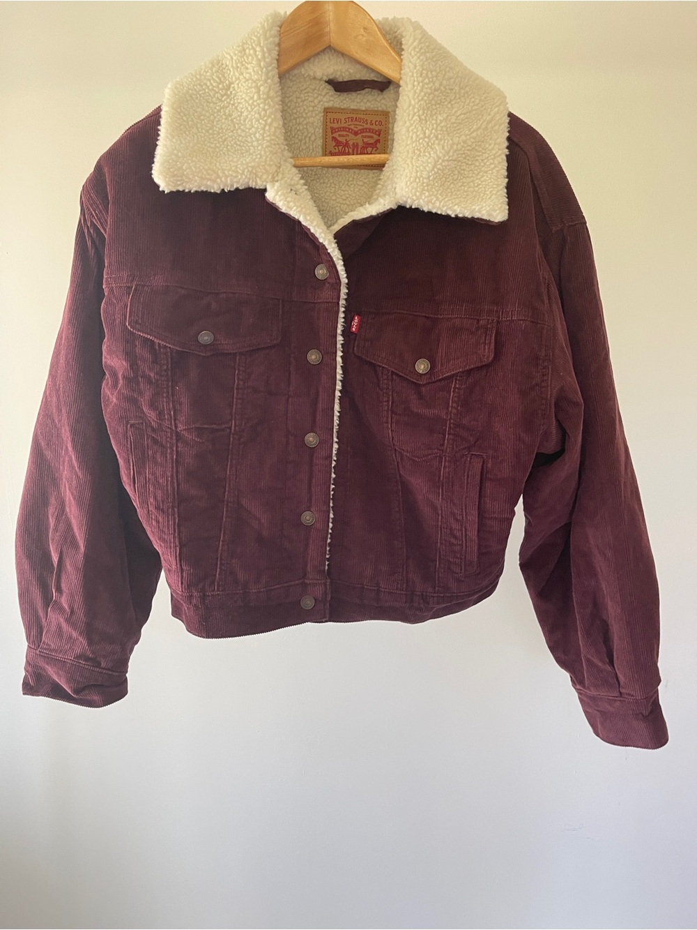 Levi's Women's Burgundy Corduroy Sherpa Collar Jacket Size M